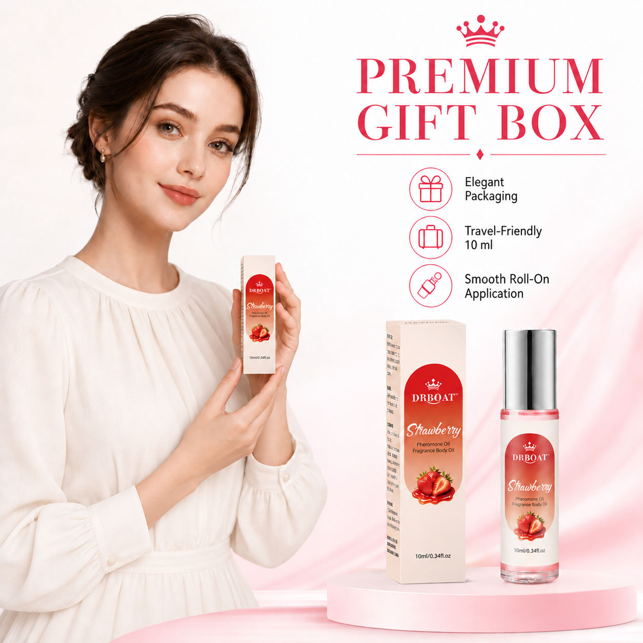 Fragrance Perfume Box - Strawberry Roll-On Perfume Oil for Women